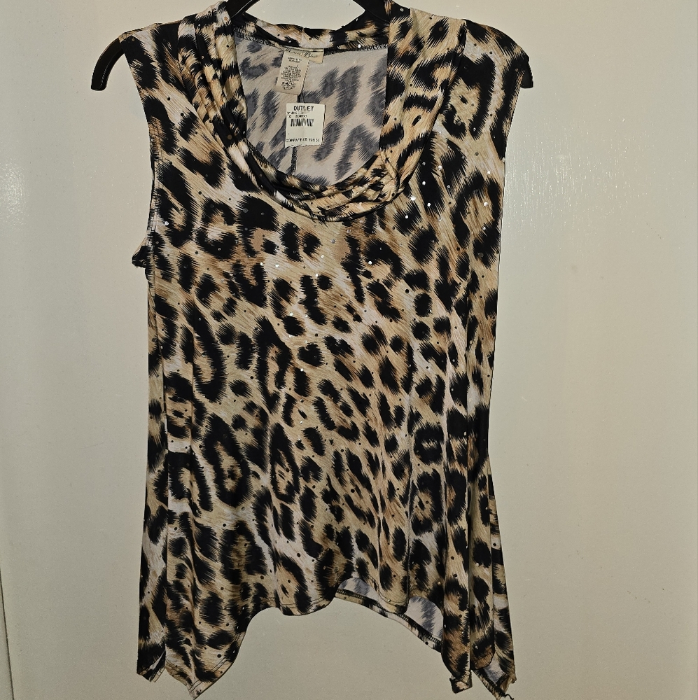 Brittany Black Small Leopard Print Tank Top